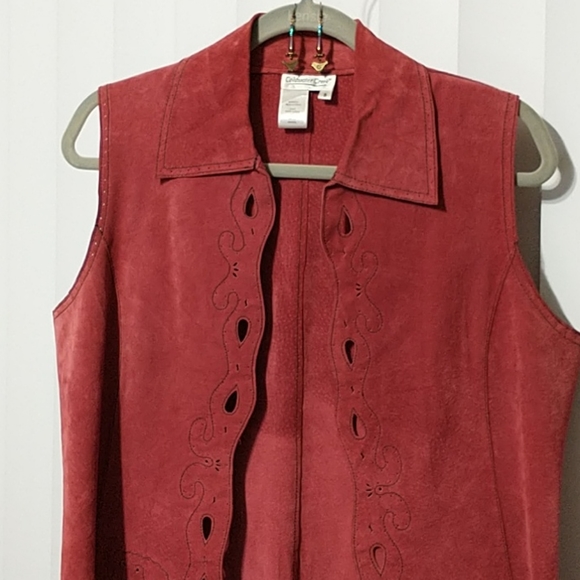 Coldwater Creek Suede Leather Vest Rust Womens Autumn Genuine Soft 100% Small - Picture 9 of 15